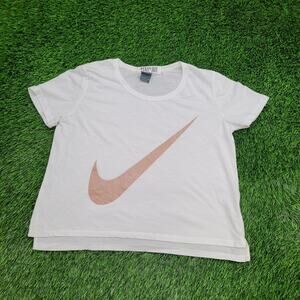 NIKE Check Swoosh Shirt Womens Medium 21x22 Baggy Big-Logo